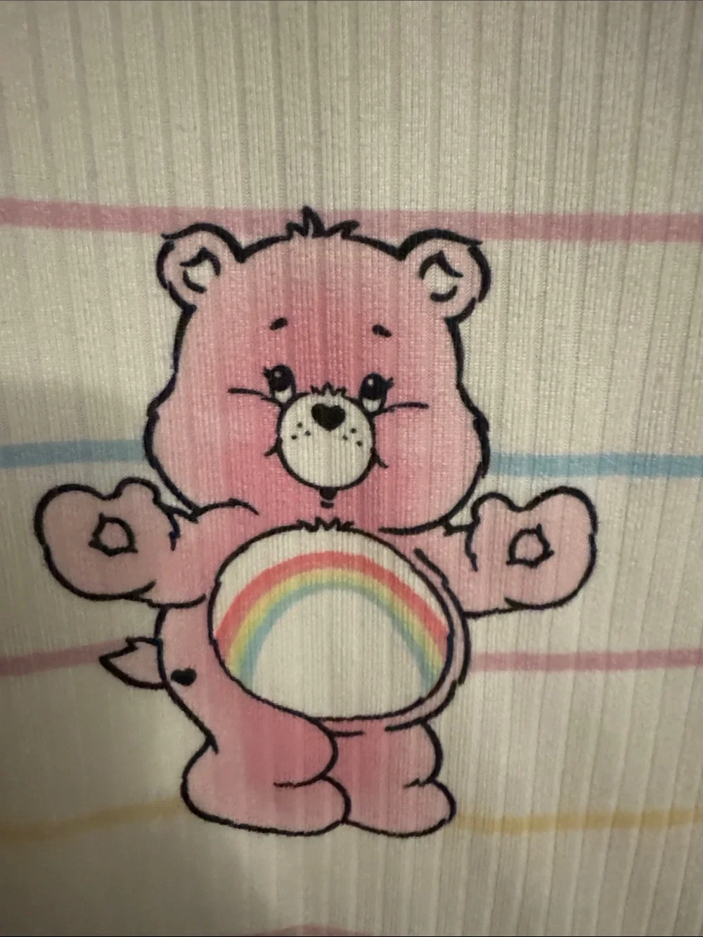 Care Bears Pink and White Striped Long Sleeve Pajama Top